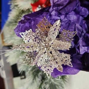 LivingQuarters Filigree Silver Plated Snowflake Ornament